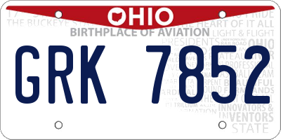 OH license plate GRK7852