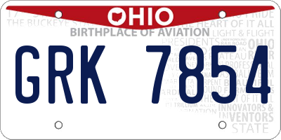 OH license plate GRK7854