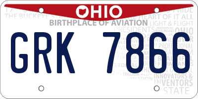 OH license plate GRK7866