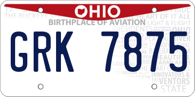 OH license plate GRK7875