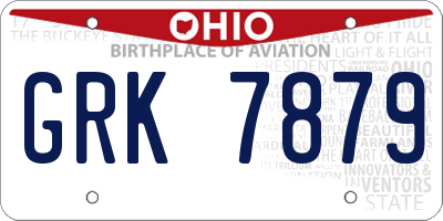 OH license plate GRK7879