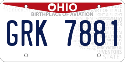 OH license plate GRK7881
