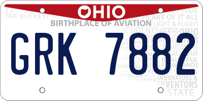 OH license plate GRK7882