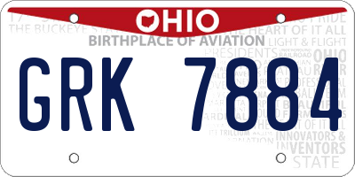 OH license plate GRK7884
