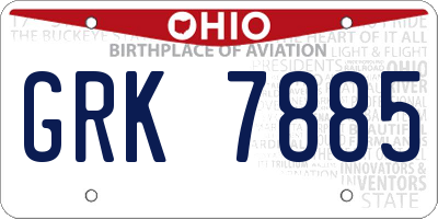 OH license plate GRK7885