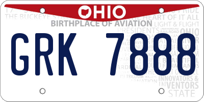 OH license plate GRK7888