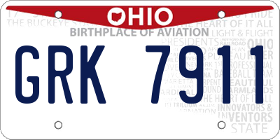 OH license plate GRK7911