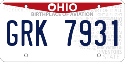 OH license plate GRK7931