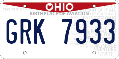 OH license plate GRK7933
