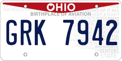 OH license plate GRK7942