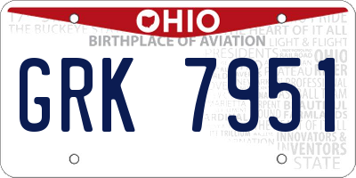 OH license plate GRK7951
