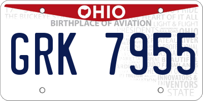 OH license plate GRK7955