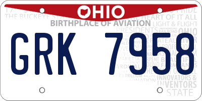 OH license plate GRK7958
