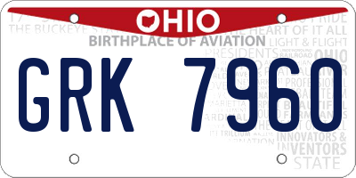 OH license plate GRK7960