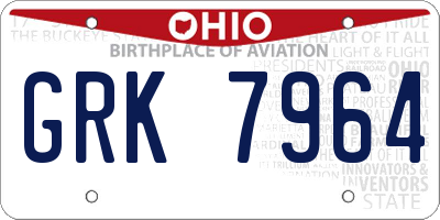 OH license plate GRK7964