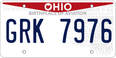 OH license plate GRK7976