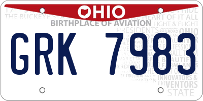 OH license plate GRK7983