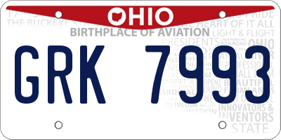 OH license plate GRK7993