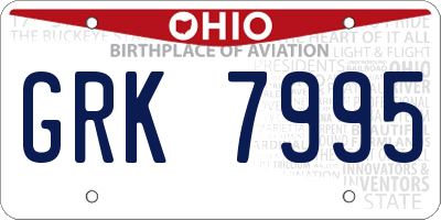 OH license plate GRK7995