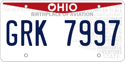 OH license plate GRK7997