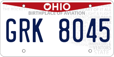 OH license plate GRK8045