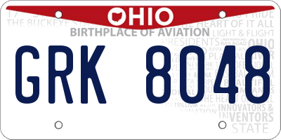 OH license plate GRK8048