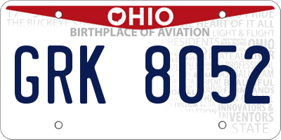 OH license plate GRK8052