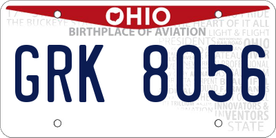 OH license plate GRK8056