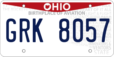 OH license plate GRK8057