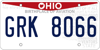 OH license plate GRK8066