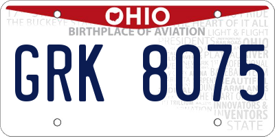 OH license plate GRK8075