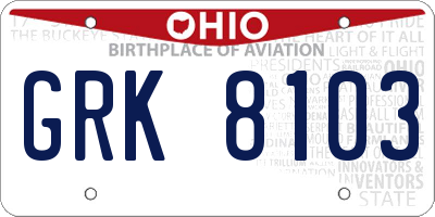 OH license plate GRK8103
