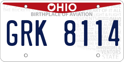 OH license plate GRK8114