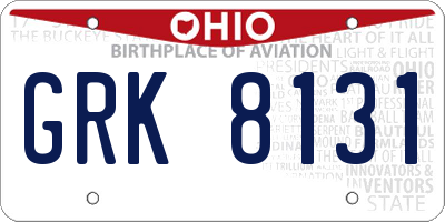 OH license plate GRK8131