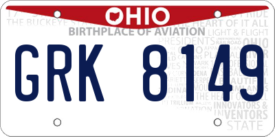 OH license plate GRK8149