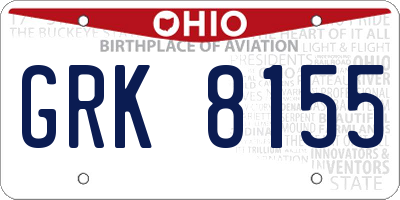 OH license plate GRK8155