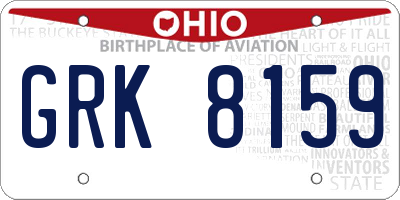 OH license plate GRK8159