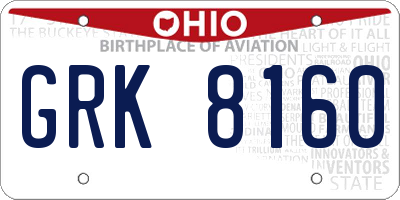 OH license plate GRK8160