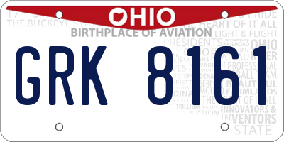 OH license plate GRK8161