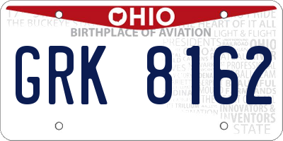 OH license plate GRK8162