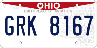 OH license plate GRK8167