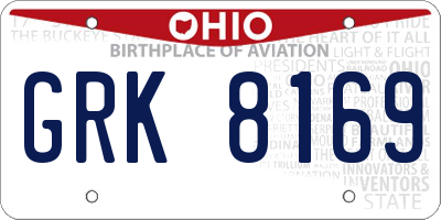 OH license plate GRK8169