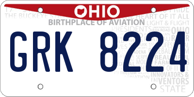 OH license plate GRK8224