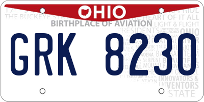 OH license plate GRK8230