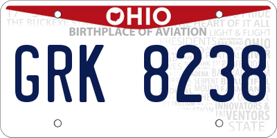 OH license plate GRK8238