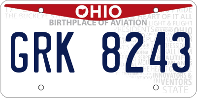 OH license plate GRK8243