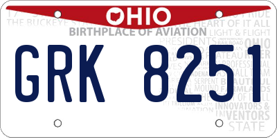 OH license plate GRK8251