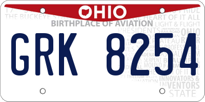 OH license plate GRK8254
