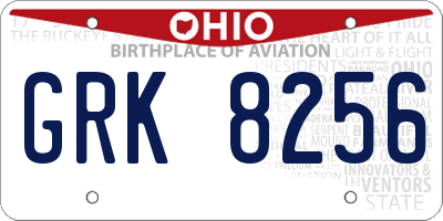 OH license plate GRK8256