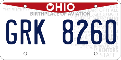 OH license plate GRK8260